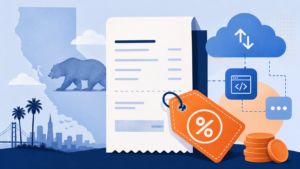 Homepage Abstract illustration representing California SaaS sales tax SB 122 impact on Los Angeles businesses starting 2027
