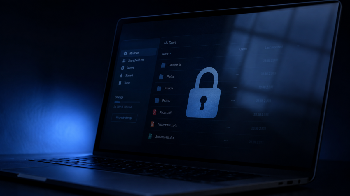 Padlock icon over a cloud storage interface representing third-party vendor data access